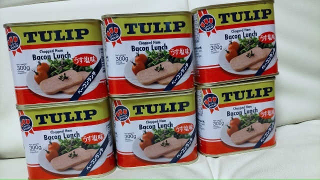 【チューリップ】ベーコン ランチ ポーク ランチョン ミート３００ｇ×6缶 TULIP Bacon Lunch_画像1