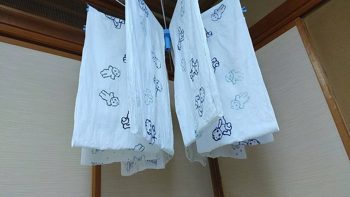 レトロ柄 平織りおしめ 中古品 3種類 10枚　布おむつ 　昭和レトロ_画像2