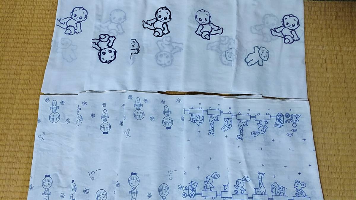 レトロ柄 平織りおしめ 中古品 3種類 10枚　布おむつ 　昭和レトロ_画像8