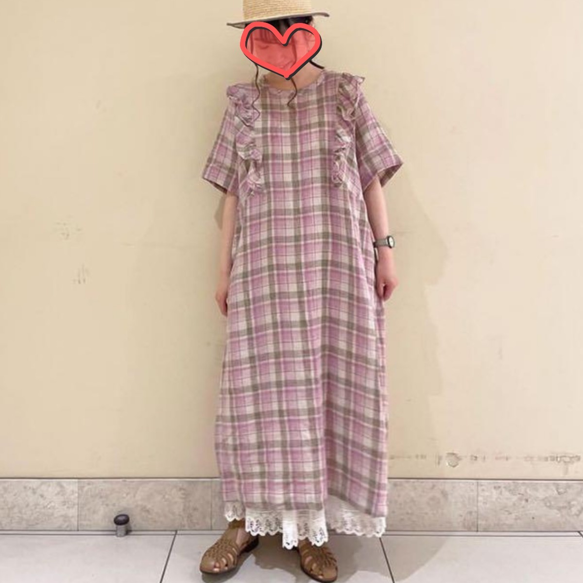 新品 ツハル チェック切替フリルワンピース ピンク | contifarma.pe