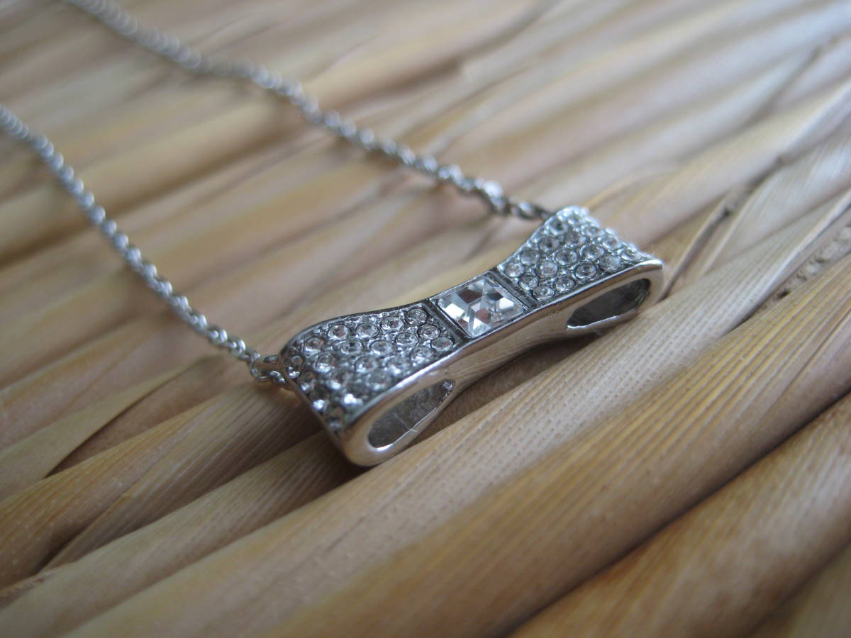 ケイトスペードkate spadeシルバーリボンストーンネックレスペンダントready set bow pave bow mini pendant 新品未使用 _画像5