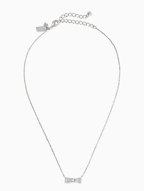  Kate Spade kate spade silver ribbon Stone necklace pendant ready set bow pave bow mini pendant new goods unused 