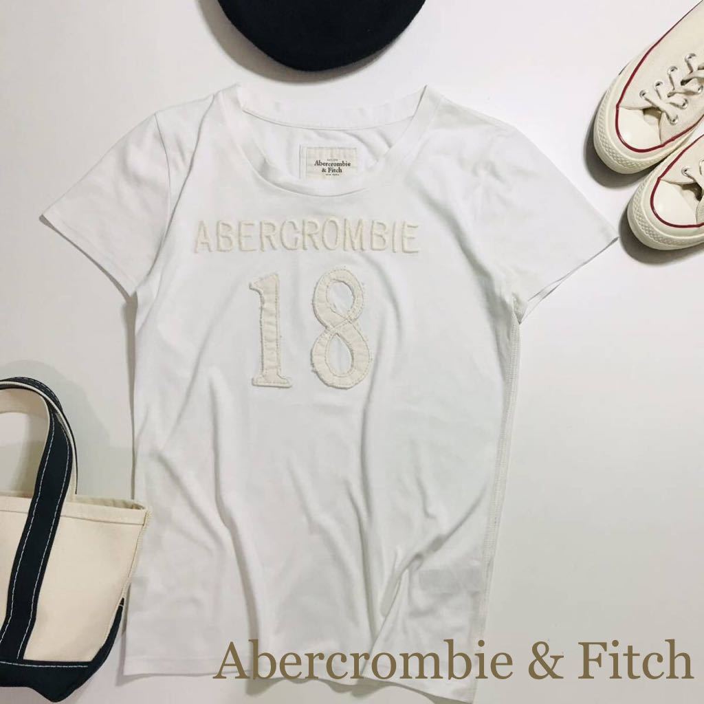 100円 Abercrombie & Fitch(アバクロ)アバクロンビーフィッチ　トップス　カットソー　白Tシャツ _画像1