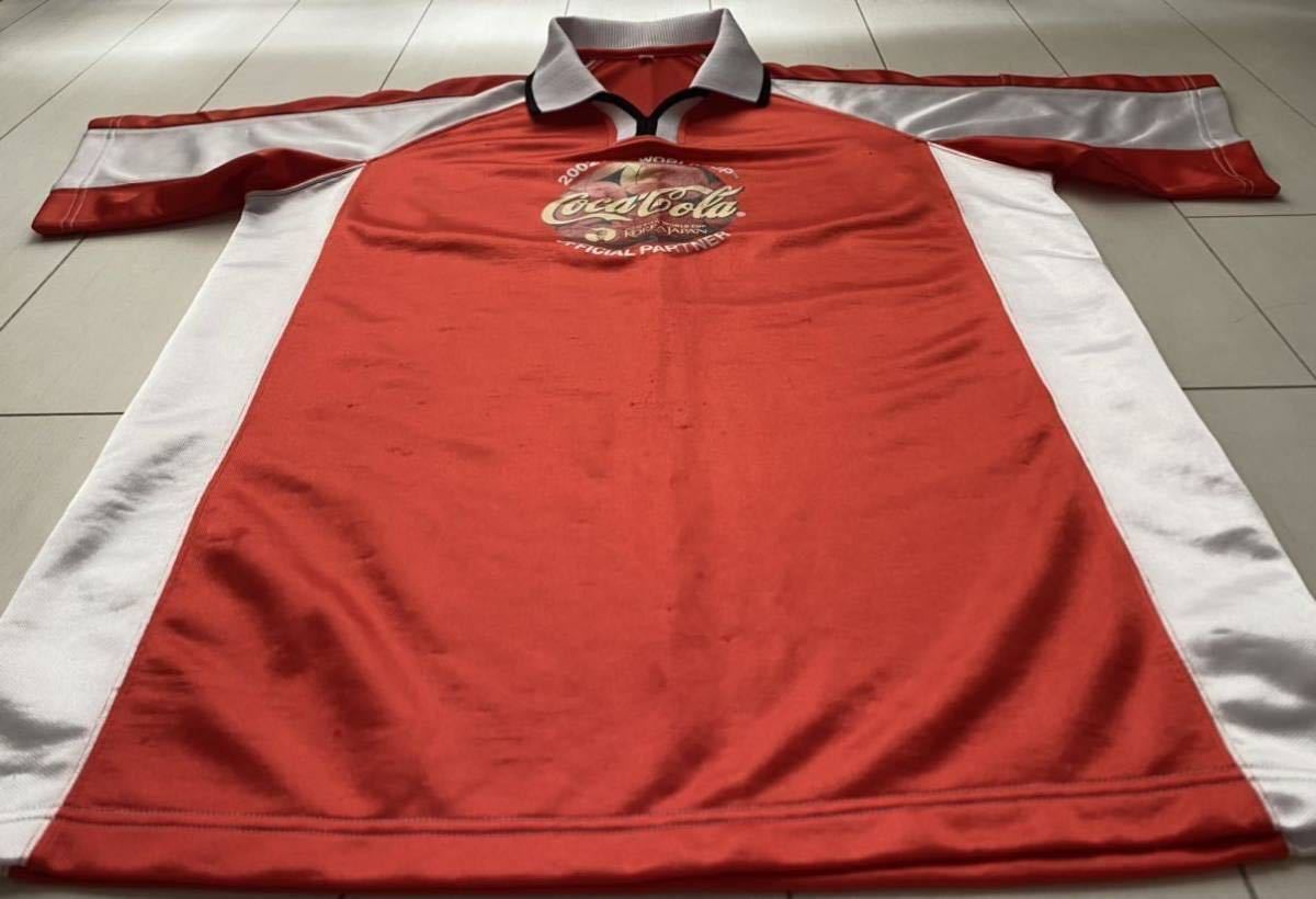 送料無料 00s vintage ビンテージ 限定 非売品 COCA COLA コカ コーラ 2002 日韓 ワールドカップ ゲームシャツ ユニフォーム Tシャツ 赤 XL_画像6
