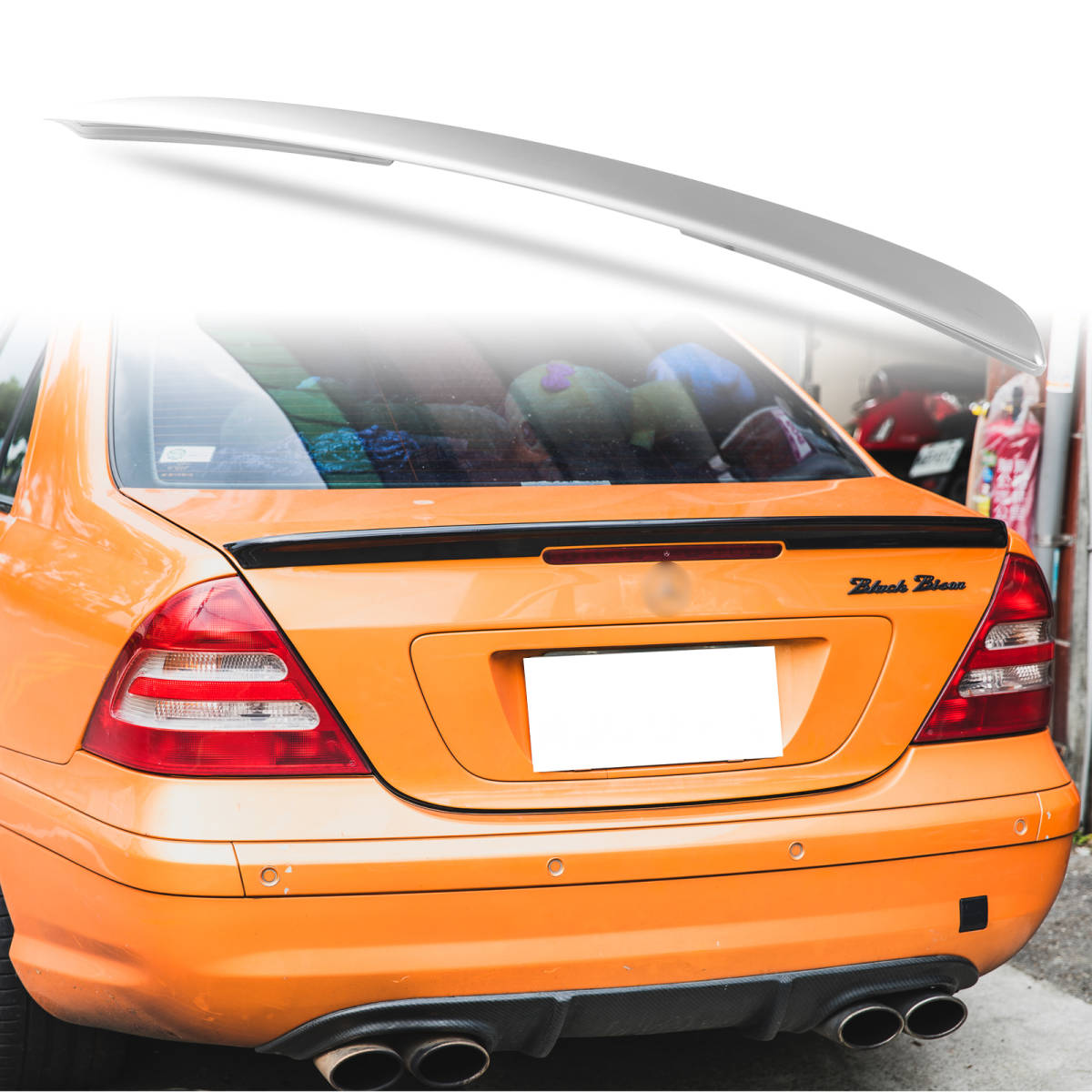 純正色塗装 ABS製 トランクスポイラー メルセデスベンツ用 Cクラス W203 セダン用 Aタイプ ポン付け カラーコード：775 QTS-27180_画像1