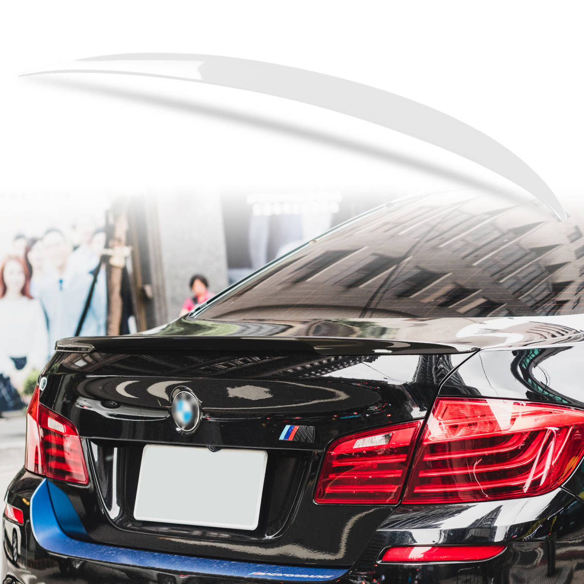 純正色塗装 ABS製 トランクスポイラー BMW用 5シリーズ F10用 セダン Pタイプ ポン付け カラーコード：300 QTS-27927_画像1
