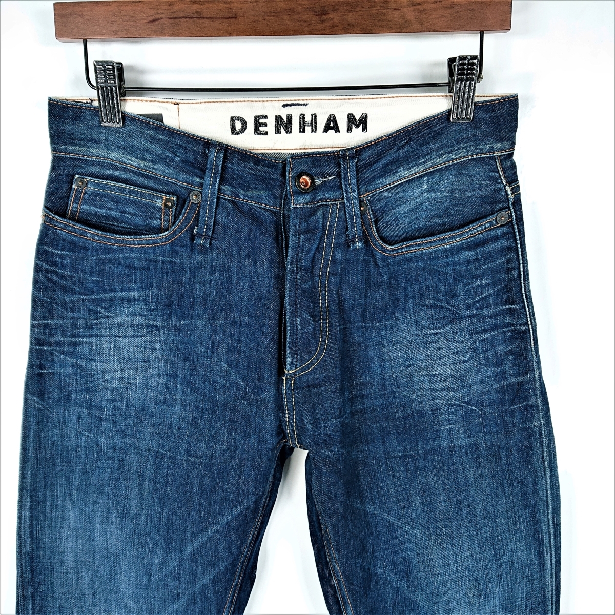 3860B デンハム DENHAM デニム パンツ ジーンズ サイズ27 スリムフィット ボタンフライ 1年加工 peaceMS