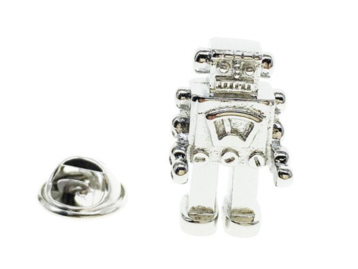 【ラペルピン★ピンズ】ロボット　コンピュータ　レトロ　ユニーク　シルバー　pin-0316_画像1