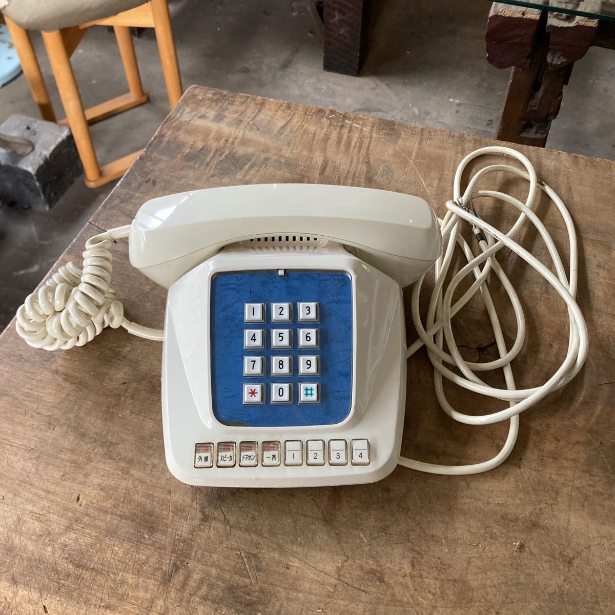  rare Japan electro- confidence telephone electro- electro- . company ET-104P-1 type telephone machine record surface blue Showa Retro antique Vintage collection .. goods adjustment goods 