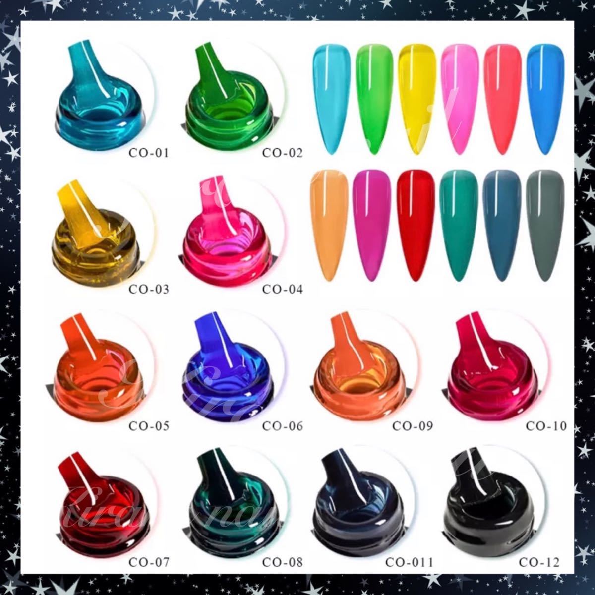 【12pcs】RBAN NAIL＊半透明 ガラス シアーカラー ジェル＊CO01-CO12