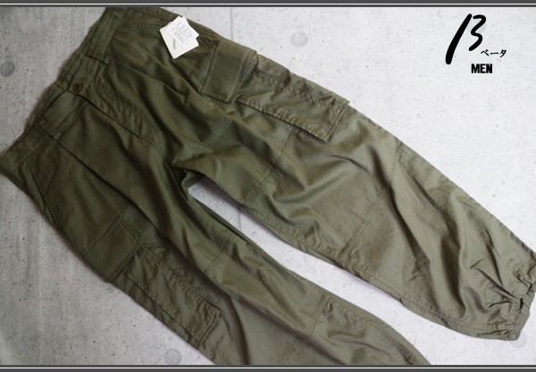 新品 ベータメン/β MEN 春夏 麻混 ワイド カーゴパンツLカーキ/定価2.8
