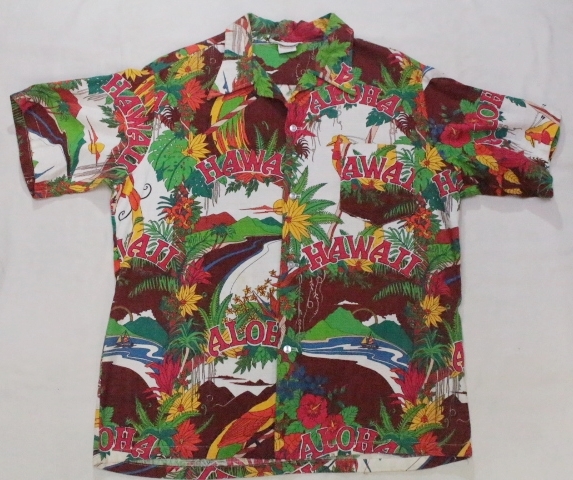 VintageOriginal 70's アロハシャツ 表記XL コットン総柄半袖シャツ Made in Hawaii ヴィンテージ古着_画像1