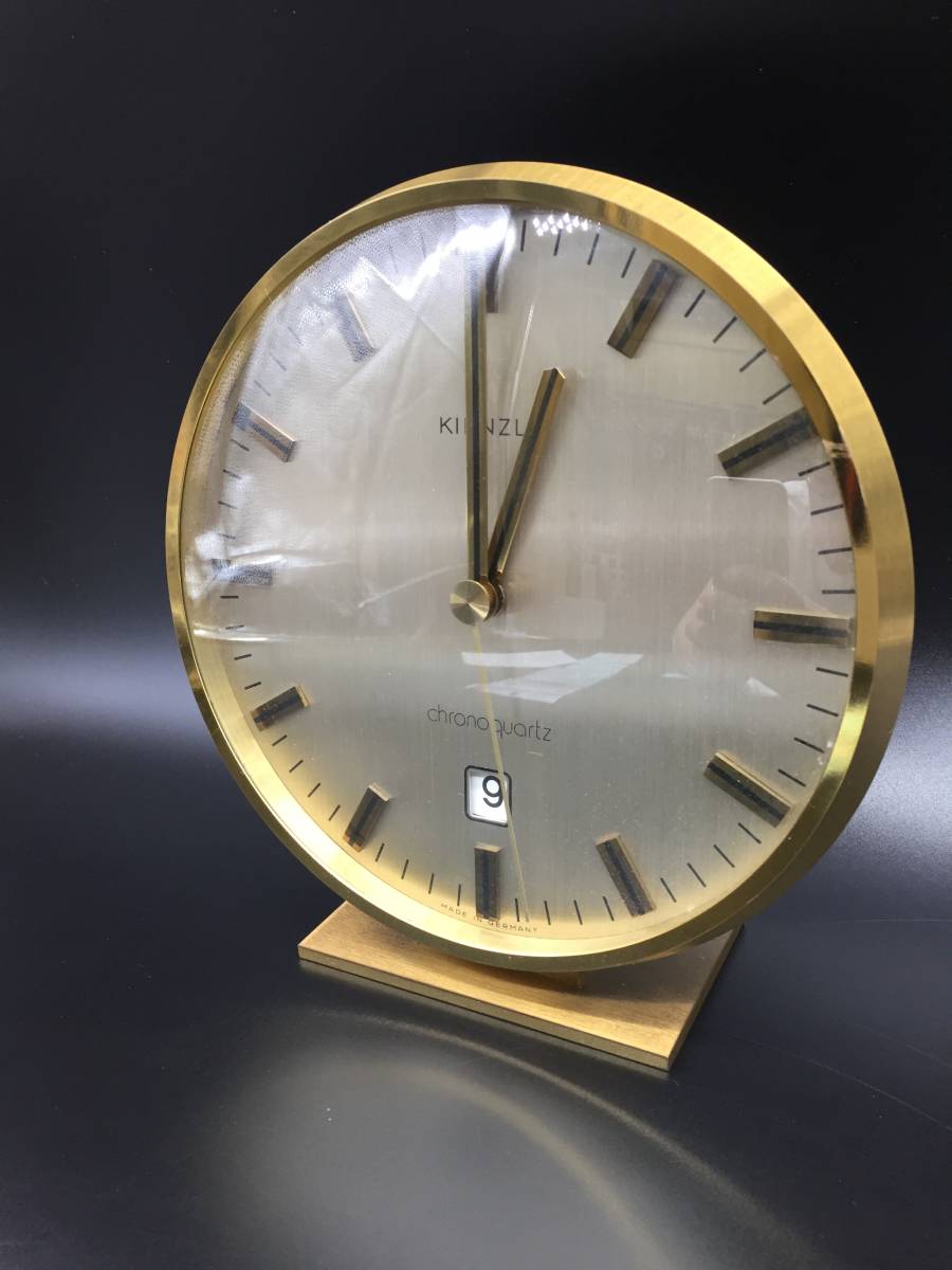 OK5190 *KIENZLE chrono quartz/ gold tsure/ Chrono quartz / bracket clock / analogue /GERMANY/ Germany made / memory clock / antique [ Junk ]