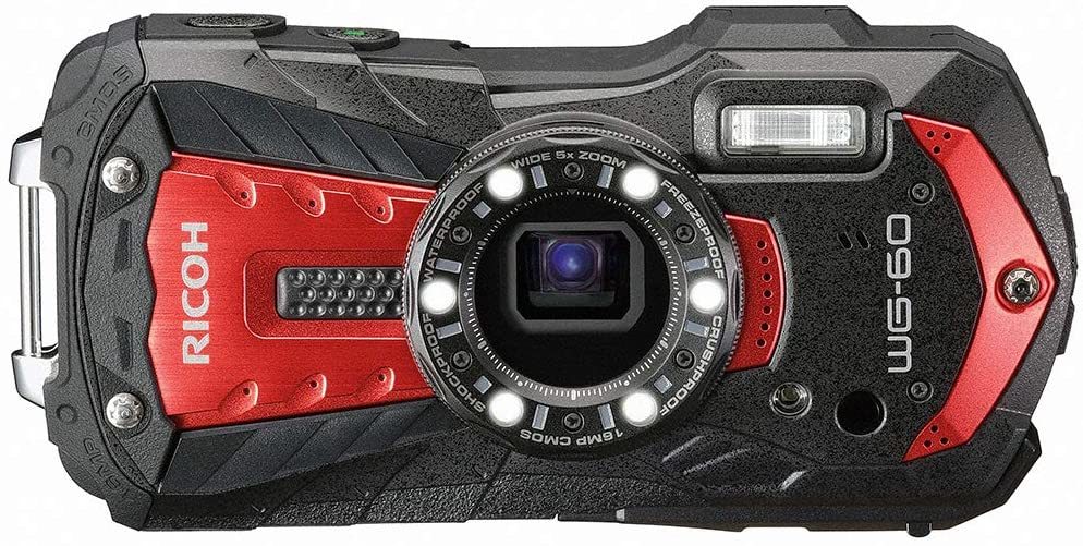 Ricoh WG-60 レッド 防水カメラ 16MP 画像 防水 14m 耐衝撃 1.6m 水中