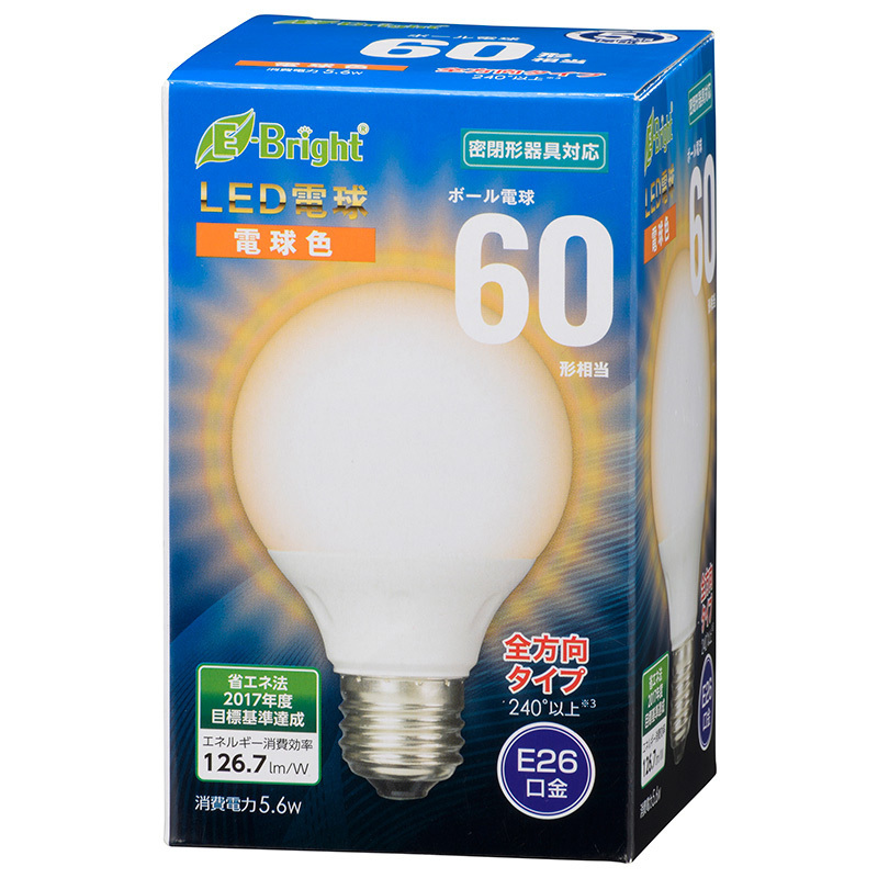 LED電球 ボール電球形 E26 60形相当 全方向 電球色｜LDG6L-G 7AG20 06-3597 オーム電機_画像1