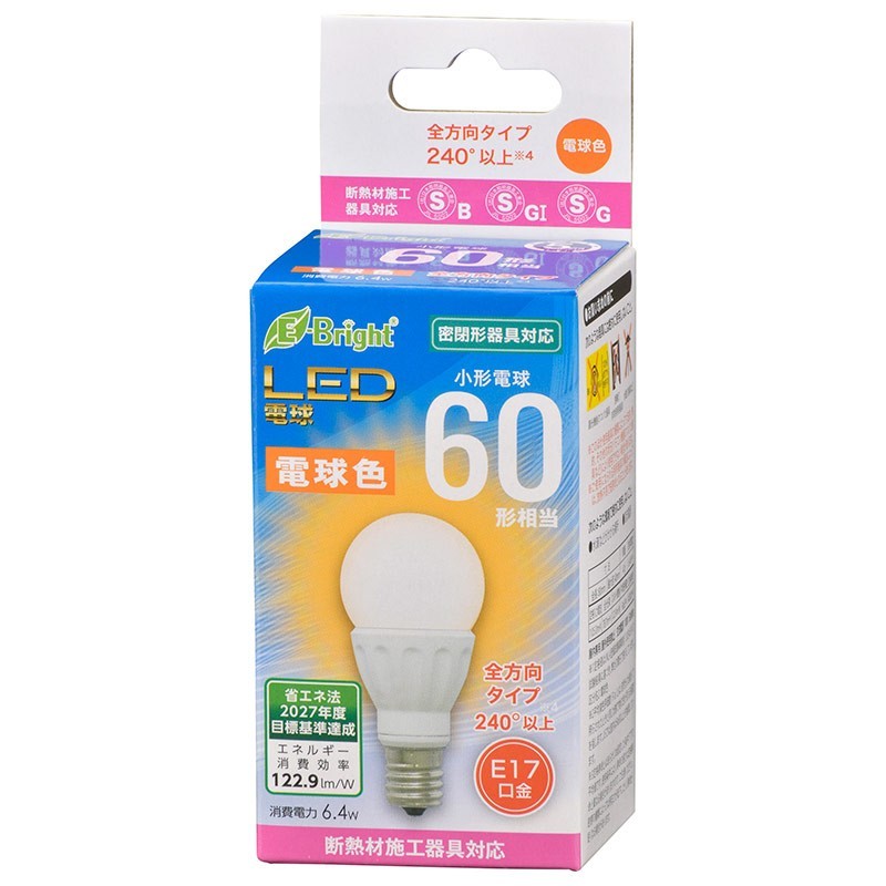 LED電球 小形 E17 60形相当 電球色｜LDA6L-G-E17 IS22 06-4335 オーム電機_画像1