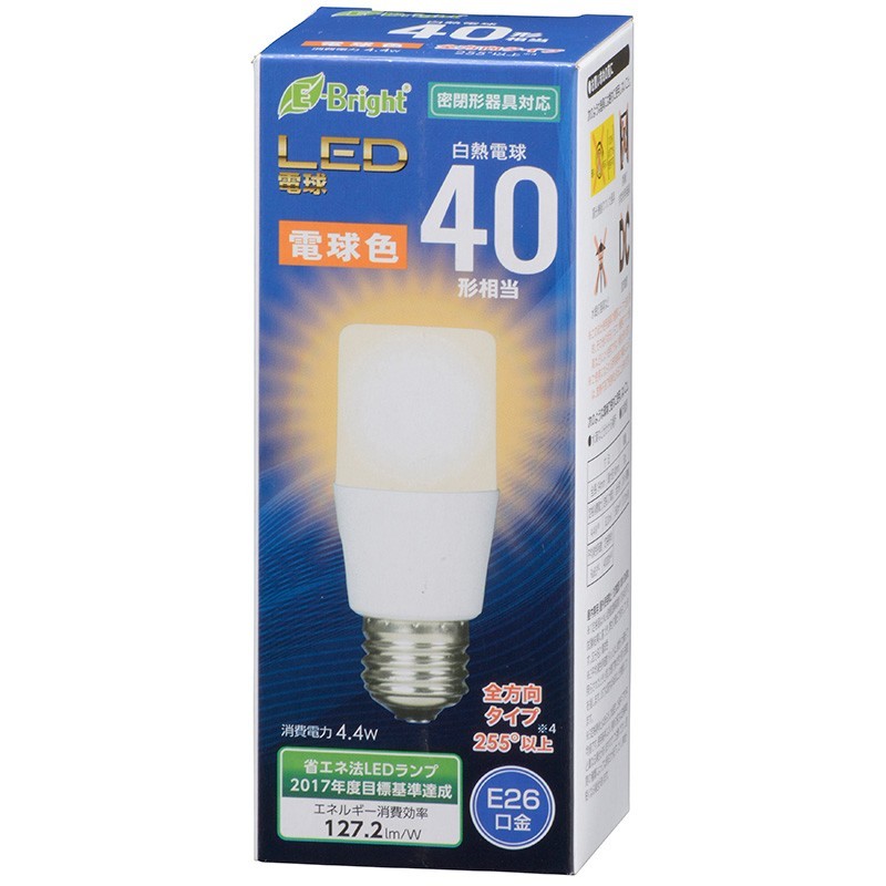 LED電球 T形 E26 40W相当 電球色_LDT4L-G AG20 06-3605 オーム電機_画像1