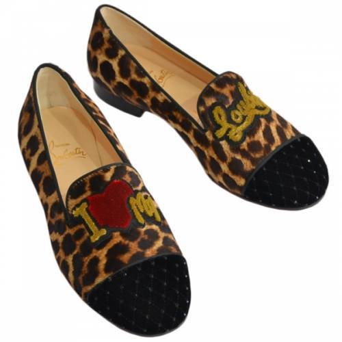 正規 MY Drawer別注 クリスチャンルブタン Louboutin Christian LOVE R2A-19758B レオパードオペラシューズ VELVET FLAT 36