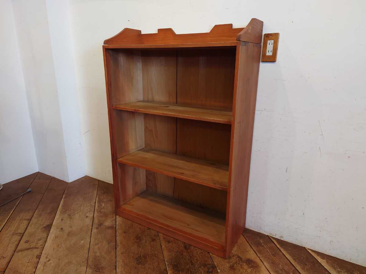  Vintage wooden open rack width 76.5cm OR-254/ retro modern old tool old furniture book shelf bookcase display shelf cupboard display case store furniture 