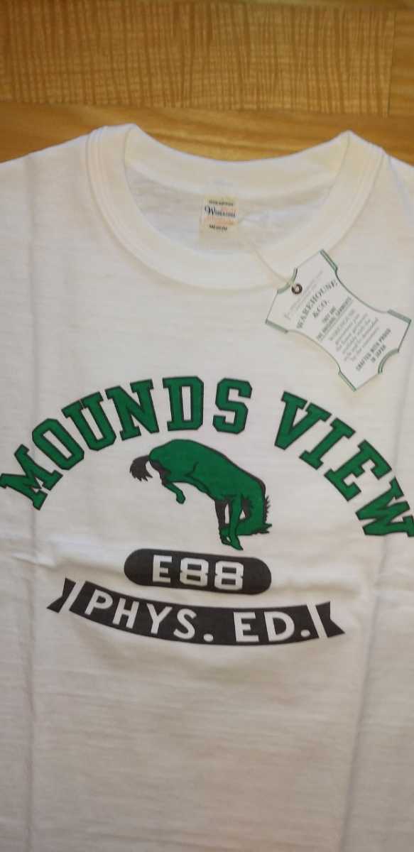 送料込★WAREHOUSE　ウエアハウス　4601 MOUNDS VIEW 12番ムラ糸天竺　半袖プリントTシャツ　日本製　オフホワイト　M