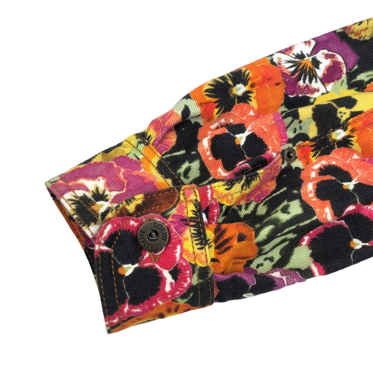 新品同様 21AW LOEWE ロエベ Pansy Print Denim Overshirt パンジー プリント オーバーサイズ デニム ジャケット ジョー ブレイナード 46 M_画像6