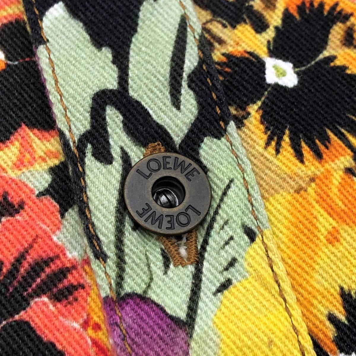 新品同様 21AW LOEWE ロエベ Pansy Print Denim Overshirt パンジー プリント オーバーサイズ デニム ジャケット ジョー ブレイナード 46 M_画像4