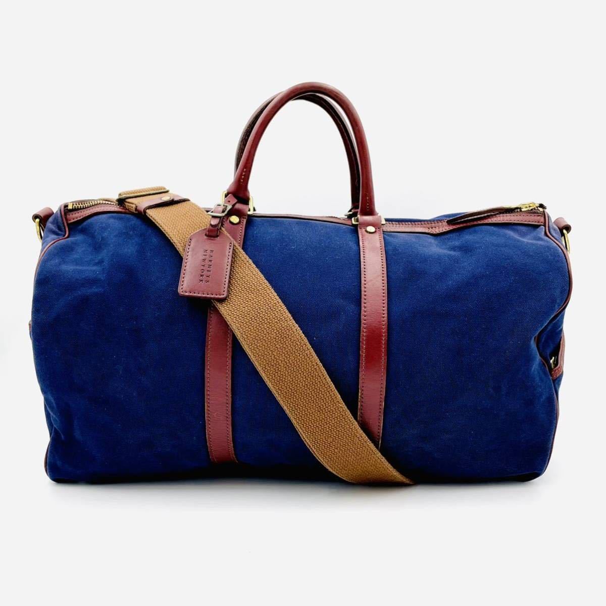 高い素材 BARNEYS NEWYORK 2way ビジネスバッグ ネイビー レザー