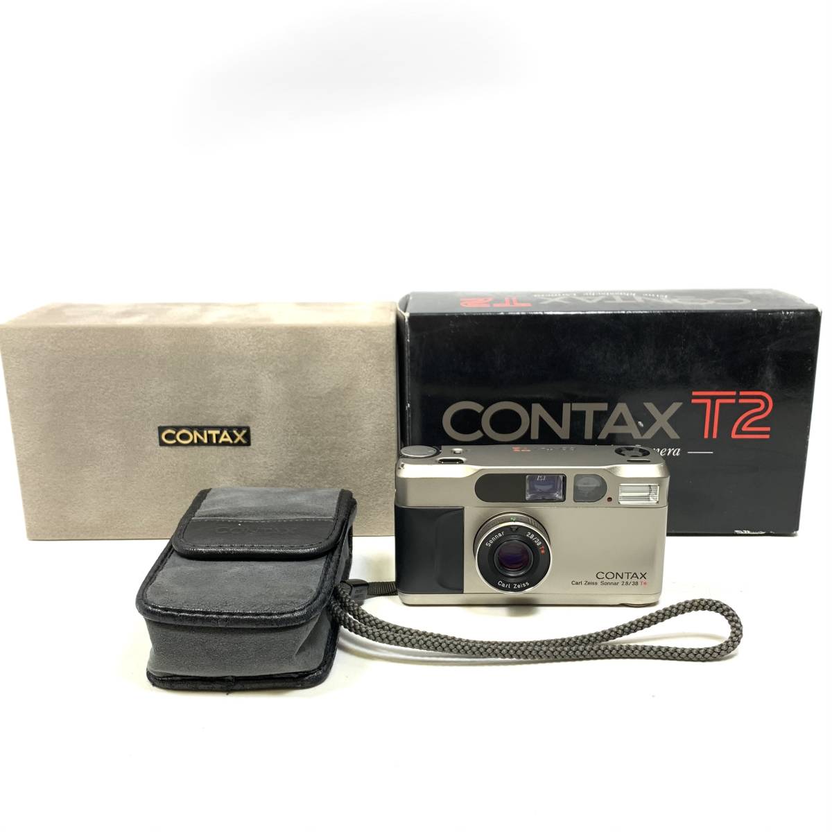 ▼【通電OK】コンタックス CONTAX T2 carl Zeiss sonnar 2.8/38 コンパクトフィルムカメラ カメラ シルバー 箱付き