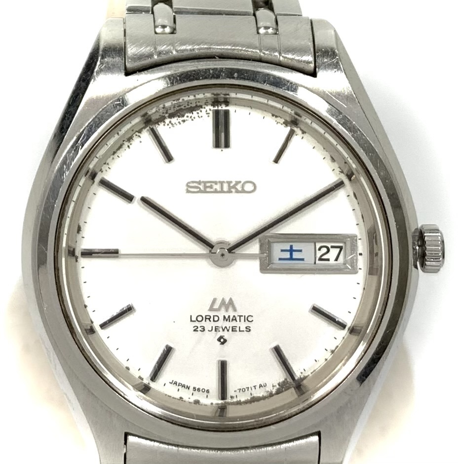 ▽SEIKO セイコー 5606-7070 LORD MATIC ロードマチック 23石 自動巻き メンズ 腕時計 デイデイト シルバーカラー 稼働品  アクセサリー、時計 ブランド腕時計 セイコー 