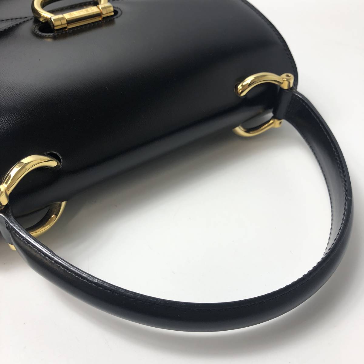 6B131【極美品】CELINE セリーヌ/ハンドバッグ/ダブルフラップ/ゴールド金具/レザー/ブラック/ヴィンテージ/箱付_画像7