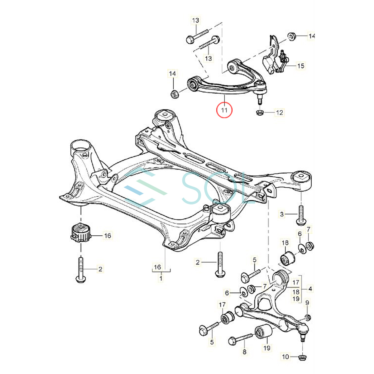 VW トゥアレグ(7LA 7L6 7L7) フロント アッパーアーム コントロールアーム ナット付 左右共通 7L0407021 7L0407021A 7L0407021B_画像2