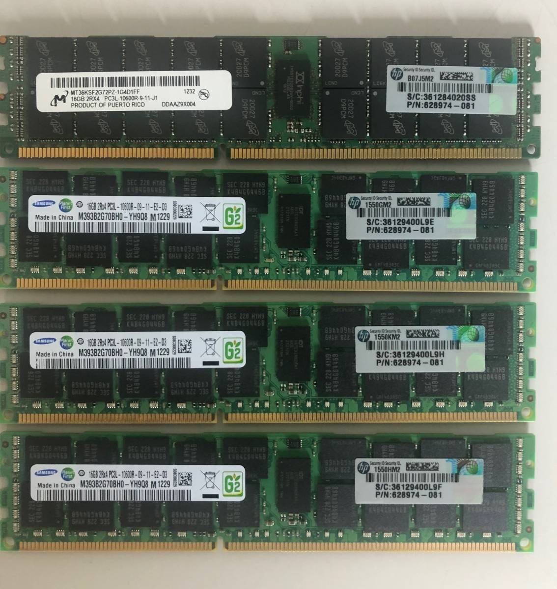代引き手数料無料 ☆SAMSUNG 3枚☆MICRON1枚☆計4枚16GBx4枚セット 4GB