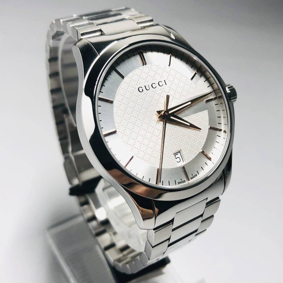 リアル店舗 GUCCI グッチ YA126346 G-TIMELESS シルバー 自動巻 - 時計