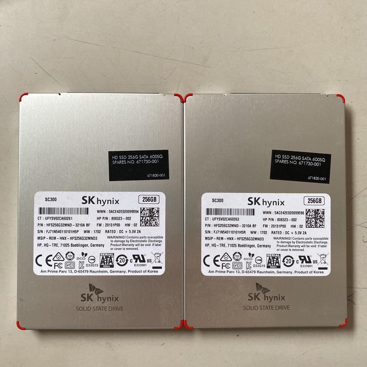 SK hynix SSD 256GB 2.5インチ HTS256G32MND 動作確認済み 2枚セット　L_画像1
