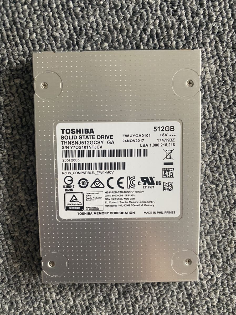TOSHIBA SSD 2.5インチ　THNSNJ512GCSY 512GB 動作確認済み L0133_画像1