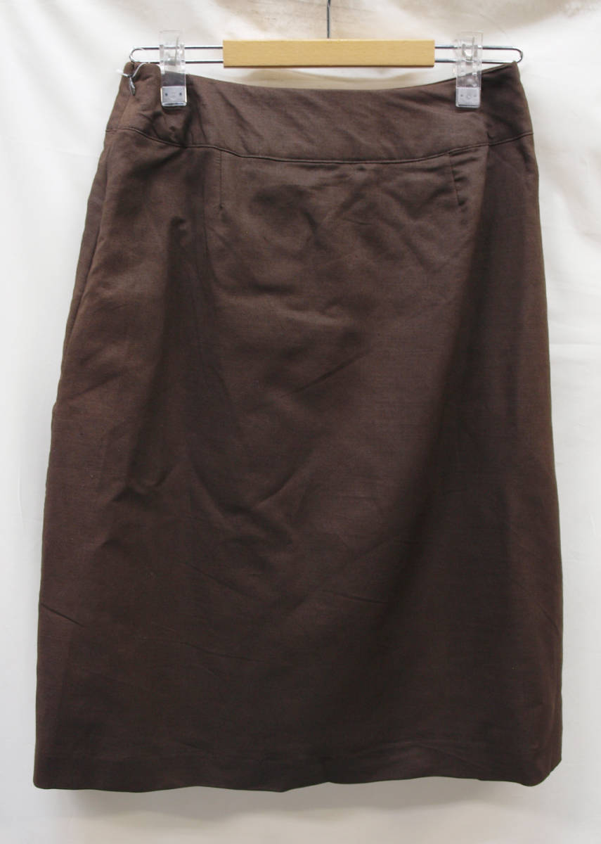 #W61# tea Brown / cotton rayon /58cmhi The under height skirt / unused goods new goods / free shipping #