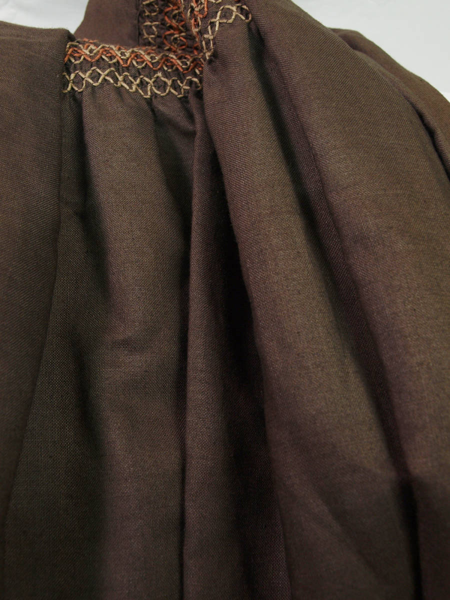 #W61# tea Brown / cotton rayon /58cmhi The under height skirt / unused goods new goods / free shipping #