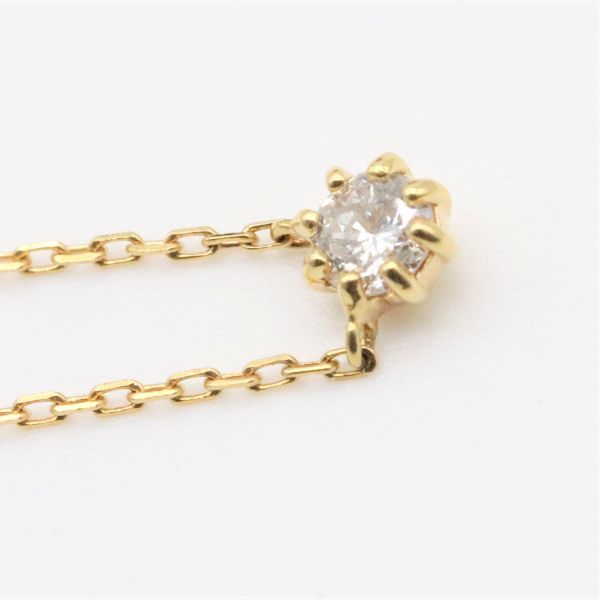 ◇アガット◇ 一粒ダイヤ ネックレス K18 agete 0.1ct （管6_011）