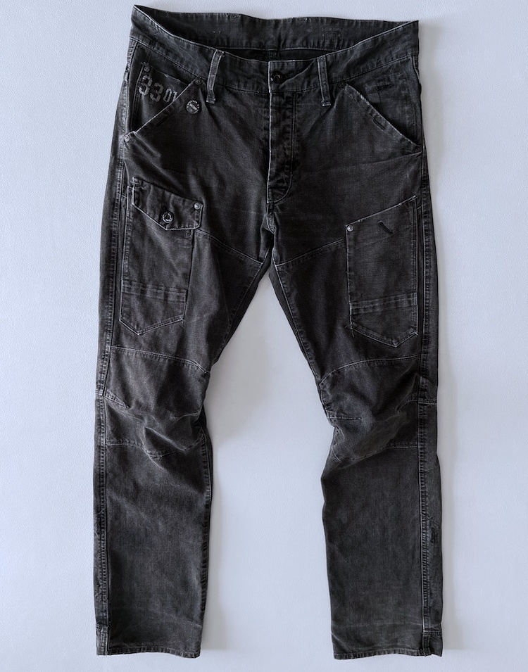 ジースターロゥ G-STAR RAW 3D 立体裁断 5620 TAPERED USED加工 ブラックデニムパンツ ジーパン W34_画像1