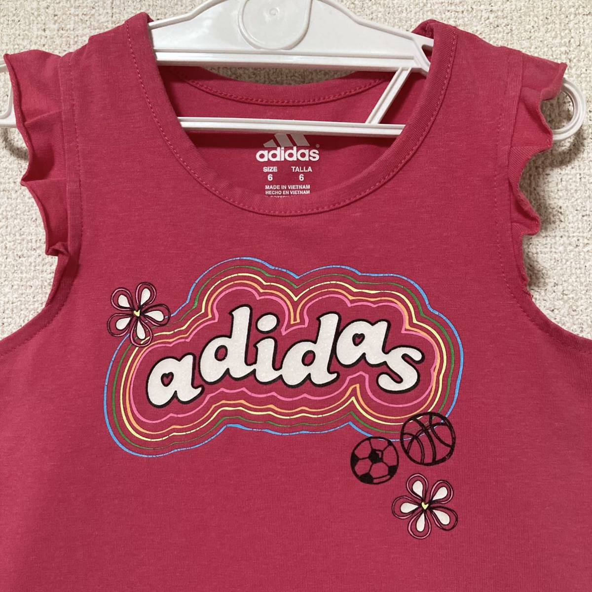 １回着☆adidas kids ２着セット 120 2点 ピンクブルー adigirl ガールズ アディダス アディガール_画像2