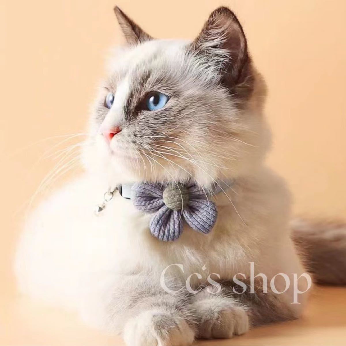 猫首輪 犬首輪 太陽花 ペットネックレス 鈴付き 可愛い首飾り お花首輪　ブルー