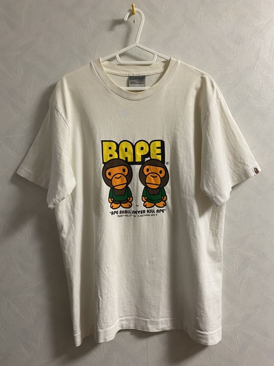 BAPE Tシャツ サイズL A BATHING APE ビンテージ 90s BABY MILO ベイプ 