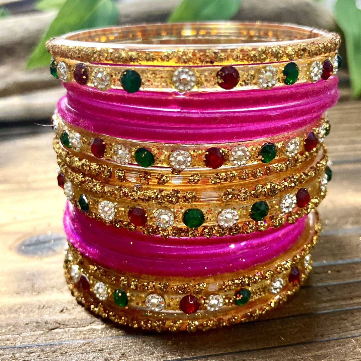 [ conditions attaching free shipping ]* new goods * glass bangle gorgeous 15 pcs set * exotic pink * Arabia nekizo сhick 