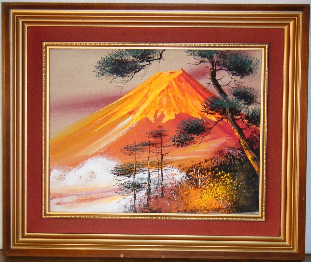 【真作】絵画 作者不詳 サイン有 日本画6号 爽秋 美情景 P189 真作】絵画作者不詳サイン有日本画6号爽秋美情景P189