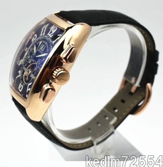 『超得』【高品質】caseno 自動巻き 機械式腕時計 クロノグラフ メンズ トゥールビヨン 革バンド_画像5