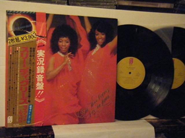 ▲ダブルジャケ2LP THREE DEGREES スリー・ディグリーズ / LIVE IN JAPAN ライヴ・イン・ジャパン 帯付 CBSソニー ECPZ-23/24-PH◇r40618_画像1