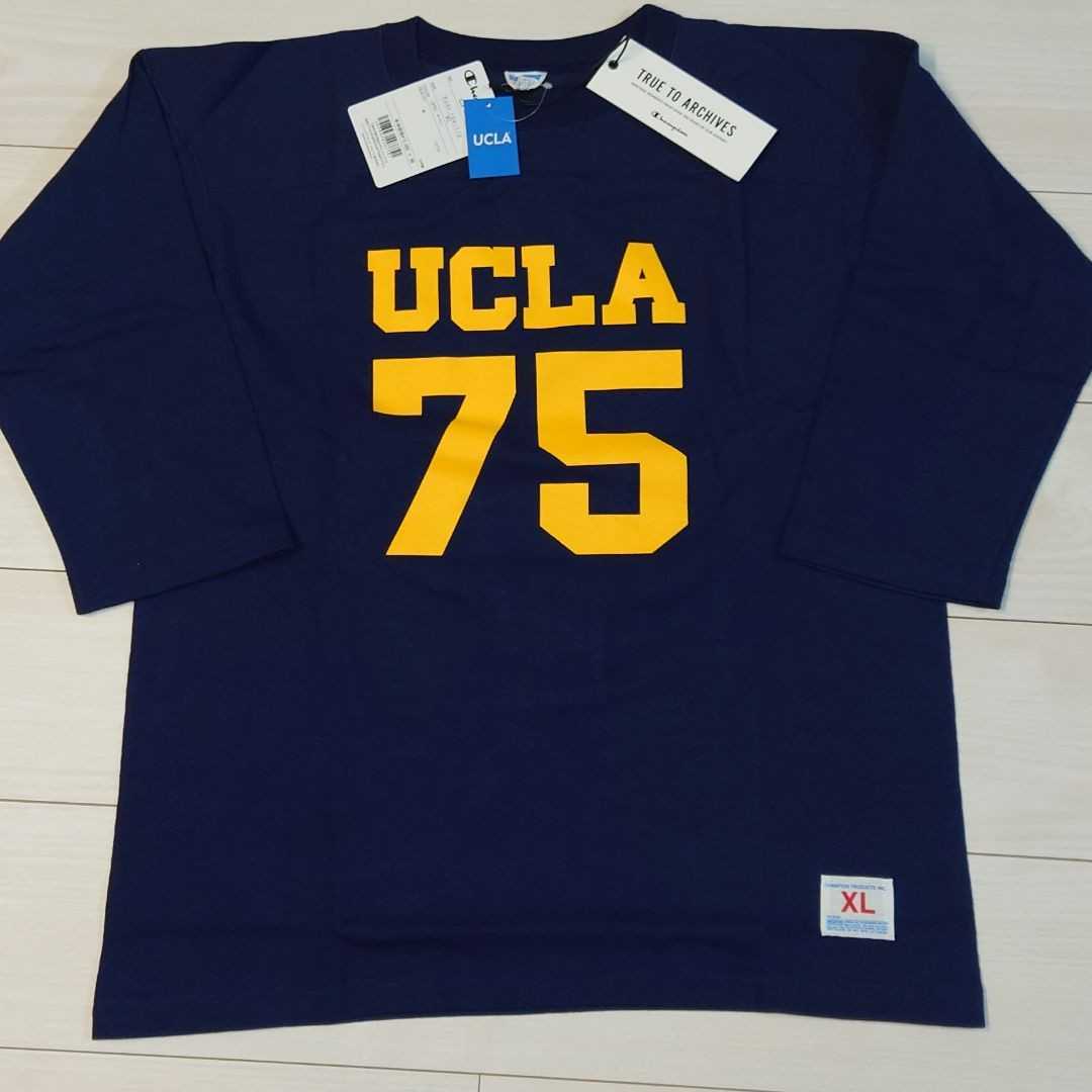 70年代 復刻 UCLA true to archives 3/4 七分 フットボール Tシャツ XL 日本製 ヴィンテージ パーカー チャンピオン  リバースウィーブ
