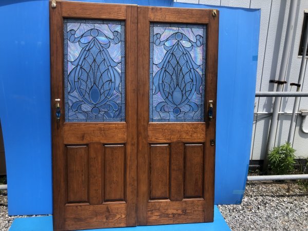  antique stained glass wood door outdoors indoor entranceway door present condition goods direct pickup welcome 
