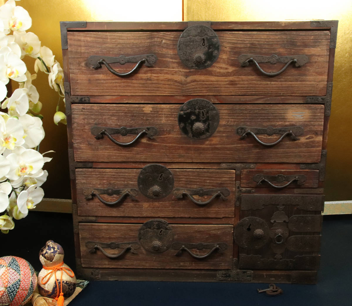 時代家具 小箪笥 整理箪笥 鍵付き 鉄金具 船箪笥 水屋箪笥 geogis.rs