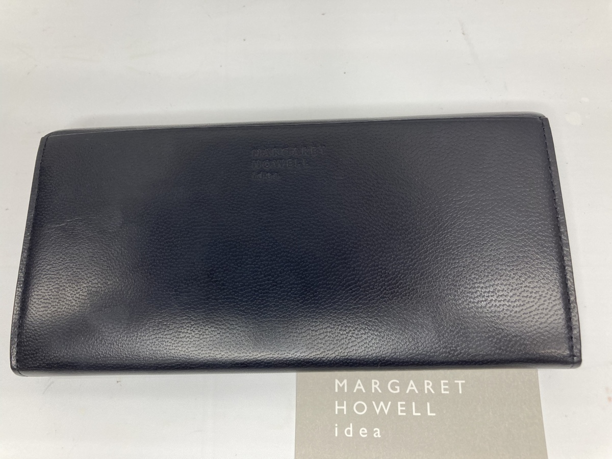 品質保証 長財布 小銭入れ付 牛革 濃紺 英国MARGARET HOWELL☆未使用